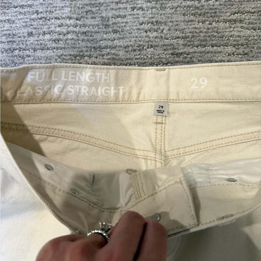 J. Crew Cream Straight-Leg jeans with raw hem